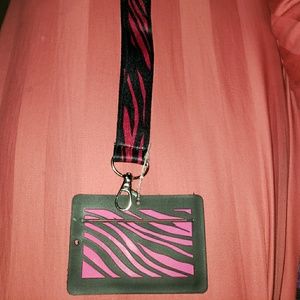 💝Pink & Black Lanyard,Also Holds Keys💝